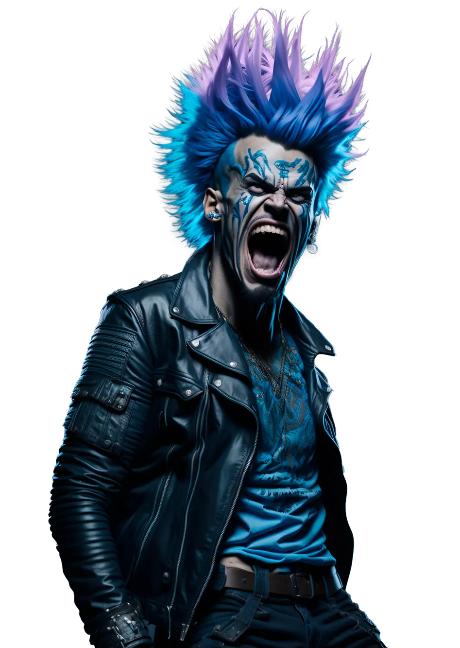 A punk rocker with extreme hair